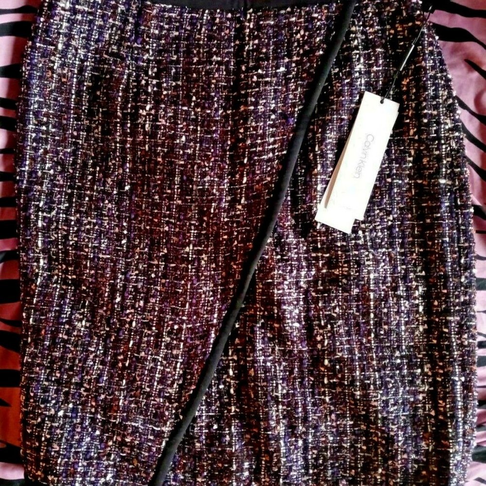 CALVIN KLEIN Women's Black Speckle Pencil Above knee Skirt Size: 4P